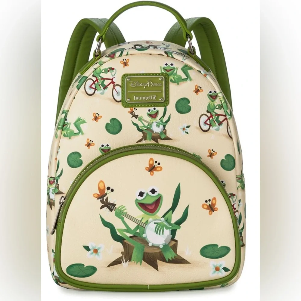 DISNEY PARKS KERMIT LOUNGEFLY MINI BACKPACK - THE MUPPETS NEW WITH TAG